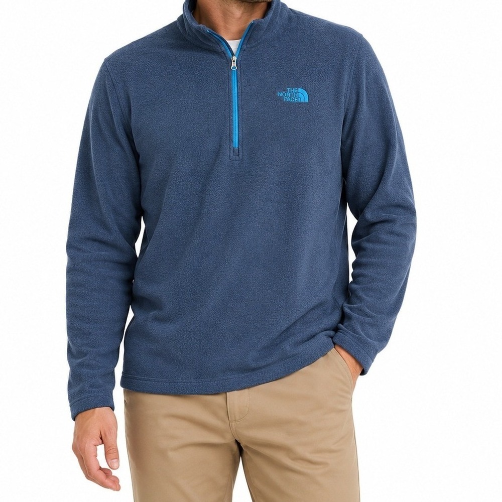 The North Face Fleece Pullover‎ Men Large Blue Quarter Zip Casual Athleisure